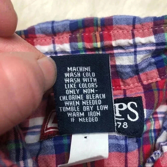 Chaps Collared Short Sleeved Plaid Shirt Red, White, & Blue Plaid  Size 4T - Picture 5 of 16